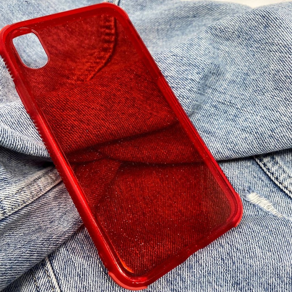 iPhone X/XS Case Clear Red Glitter Print Cover NEW - Picture 3 of 8